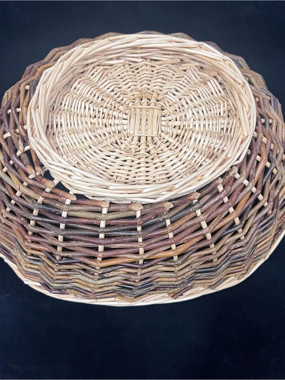 Handwoven Wicker Storage Basket in Natural and Brown Tones